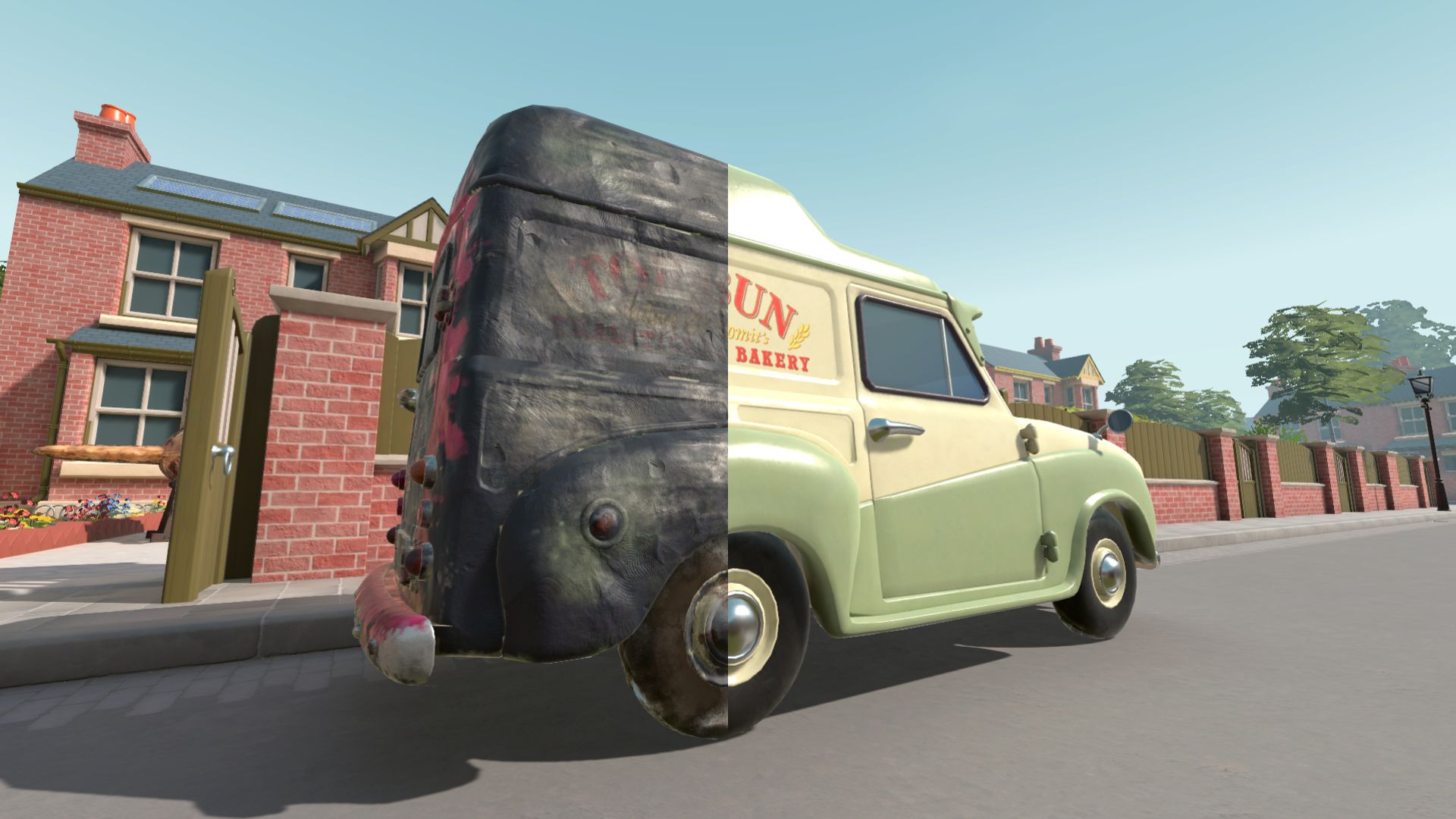 A screenshot from PowerWash Simulator's Wallace & Gromit Pack