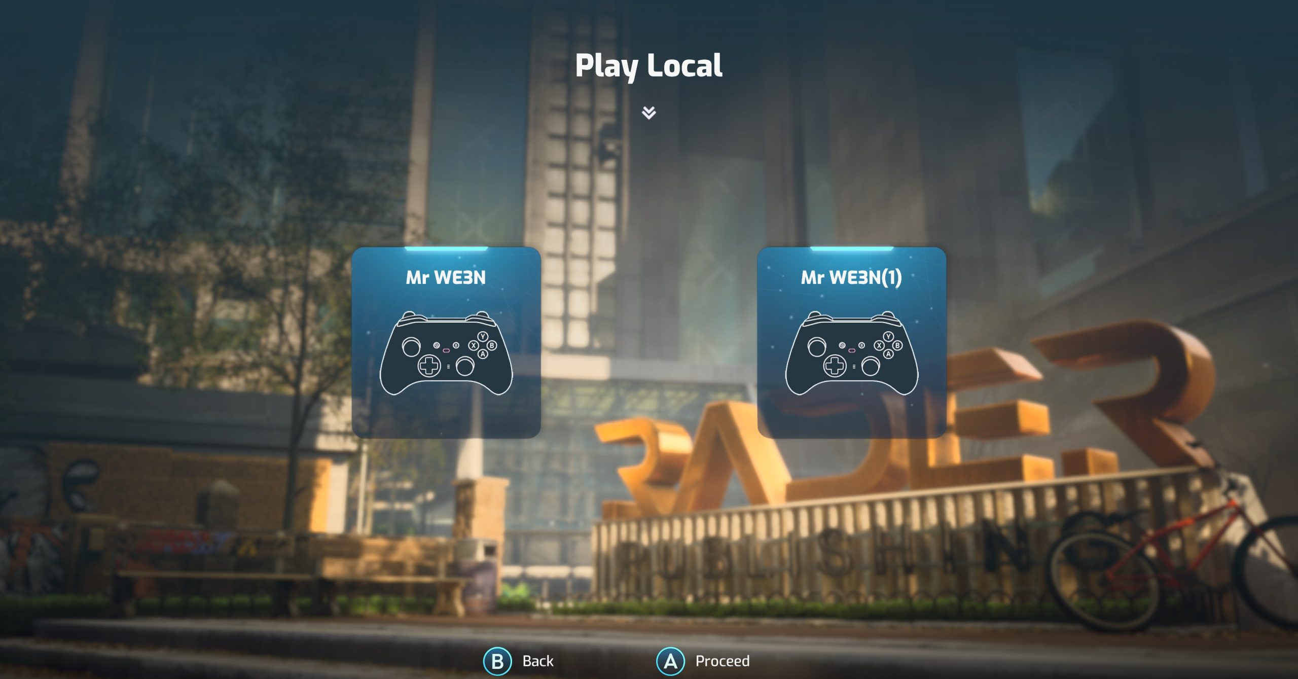 A Split Fiction multiplayer co-op menu shows two friends playing locally